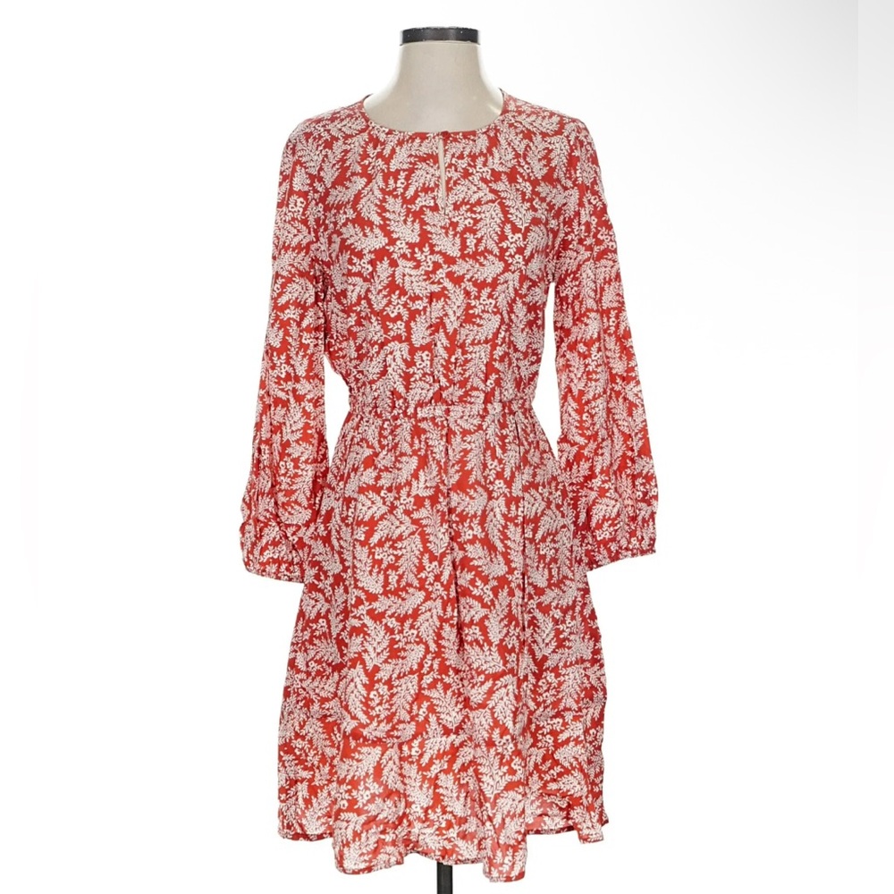 Old Navy Red-Orange Floral Leaf Dress